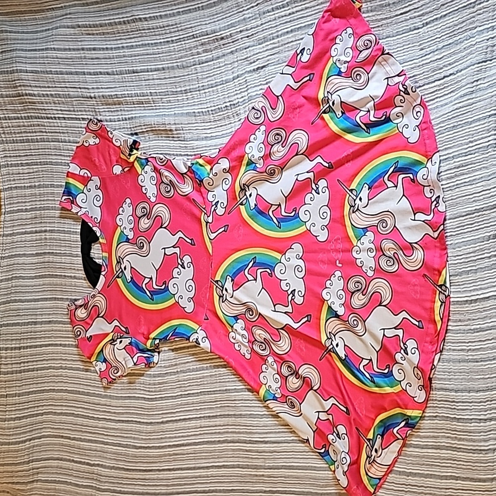 Bright Pink unicorn and rainbow skater dress